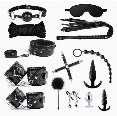 China SM Flirting Pole 14pcs Bondage Pole Butt Kit Slave Flirt Anal Plug Beads Cock Handcuffs Gay Women Man SM Bdsm Sex Toys For Couples for sale