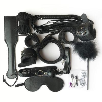 China Leather Paddle Whip Mouth Gag Ball Sex Spanking Poles 10pcs Bdsm Flirting Toys SM Slave Games For Adults Bondage for sale