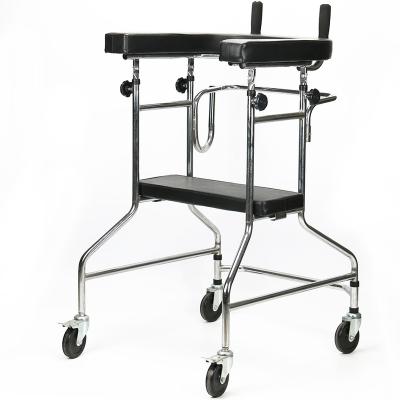 China Durable Chromed Frame Multifunction Walking Aid Steel Walker With Seat Height Adjustable for sale