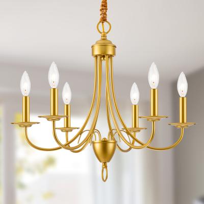 China Modern Small Living Room Gold Bedroom Light Farmhouse Decoration Metal Iron Chandelier Luxury Led Lighting for sale