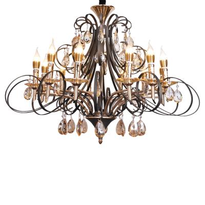 China 2020 Unique Art Decor Victorian Modern Hotel Modern Crystal Iron Restaurant Black Pendant Light Chandelier For Home for sale