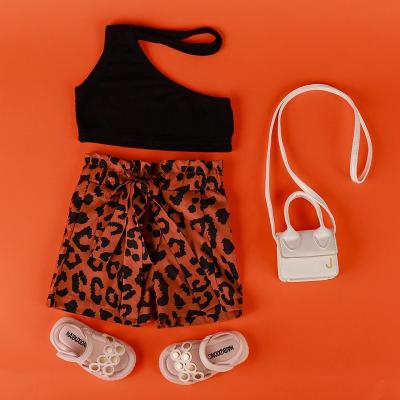 China Boutique Casual Breathable Leopard Shorts Vest Girl Kids Summer Dress Sets for sale