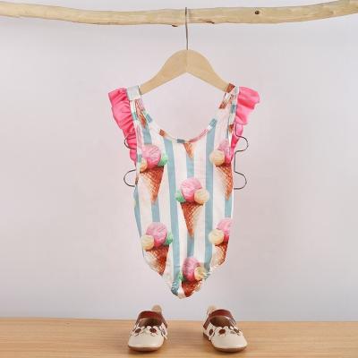 China Breathable Asian Polyester One Piece Flight Sleeve Beautiful Little Girls Swimsuit for sale