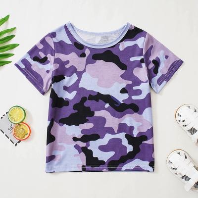 China Summer Anti-shrink Breathable Purple Crew Neck Teether Kids Hip Hop Camouflage Clothing for sale