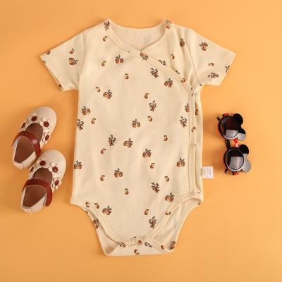 China High Quality Knitted 95% Rayon 5% Spandex Baby Summer Clothes Baby Newborn Side Snap Romper for sale