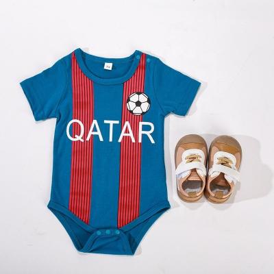 China 95% Cotton/5% Polyester European Football Style Overalls Baby Clothes Little Boy Baby Jumpsuit Rompers for sale