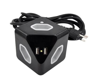 China Commercial New Design Brazilian Type CUBE 3 WAYS Fashion Socket In Desktop Socket With USB for sale