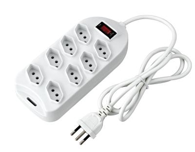 China Residential / General Purpose Brazil 8 Ways Electric Power Extension Socket With Overload Protection for sale