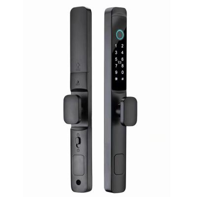 China Wifi Tuya Sliding Door Smart Lock Aluminum Alloy Fingerprint Door Handle Lock for sale