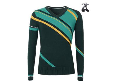 China Long Sleeve Striped Pullover Sweater , Mens V Neck Jumper Light Weight For Spring / Autumn for sale