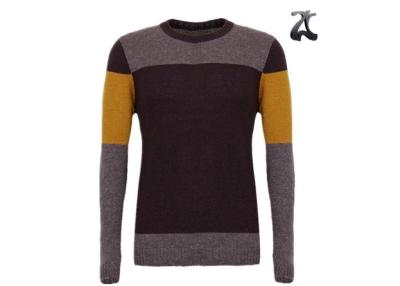 China Crew Neck Men's Knit Pullover Sweater Striped Jumper Long Sleeve For Spring Autumn for sale