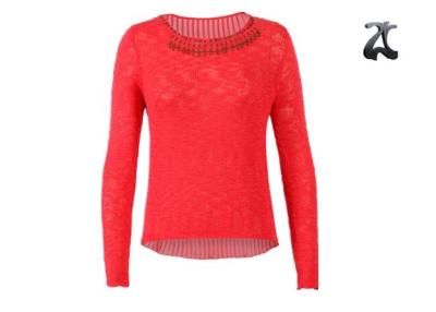 China 100% Acrylic Ladies Pullover Knit Sweater Long Sleeve For Autumn / Winter Bright Color for sale