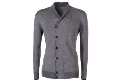 China Grey Mens Knit Cardigan Sweater With Shawl Collar for Autumn / Winter Customized Size for sale