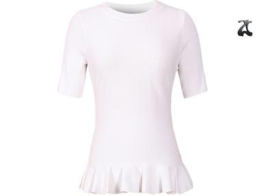 China Het rayon/de Nylon Lange Sweaters van de Damestrui met Ruche omzomen Bemanningshals voor de Zomer Te koop