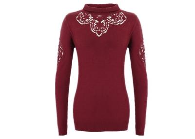 Cina Maglione del pullover delle donne nobili del pizzo con il collo della tartaruga di colore rosso in vendita