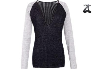 China Cotton Lurex Big V Neck Sexy Women's Knit CPullover Sweaters With Long Sleeve for sale