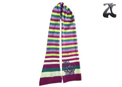 China Warm 100% Coton Baby Girls Knitted Scarf , Kids Winter Scarf With Colorful Stripe for sale