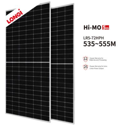 China High efficiency longi 545w 550w half cell solar power panel monocrystalline mono crystalline solar panel cell 182mmx182mm for sale