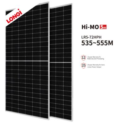 China LONGI Mono Solar Panel PV System Module Solar Panels 535W 540W 545W 550W 555W Solar Panel 182mmx182mm for sale