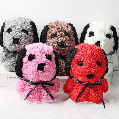 China PE Xingsheng Rose Valentine Gift Dog Rose Artificial 2019 Teddy Bear Flower Rose Bear With Gift Box for sale