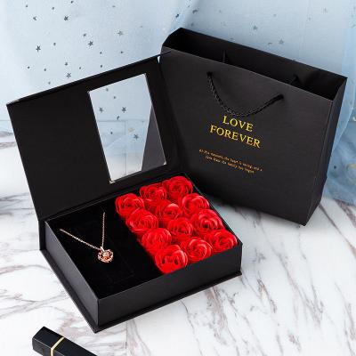 China Wedding Celebration Preserved Roses Soap Forever Rose Lipstick Necklace Rose Soap Flower Gift Box Valentine's Day for sale