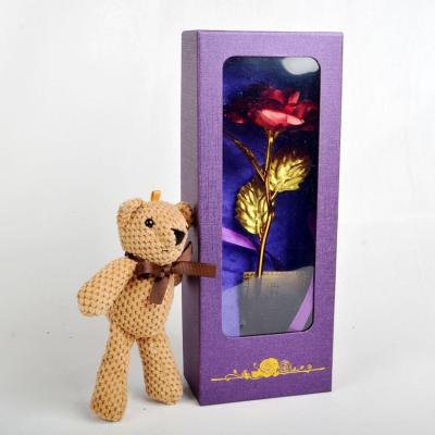 China Fashional Xingsheng Gold Roses Flower Romantic Plastic LOVE Box Teddy Bear Valentines Day Gift for sale