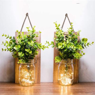 China Art Decor Wholesale 6 Hour Timer Home Decor Silk Hydrangea Wrought Iron Hooks and LED Strip Lights Design for sale