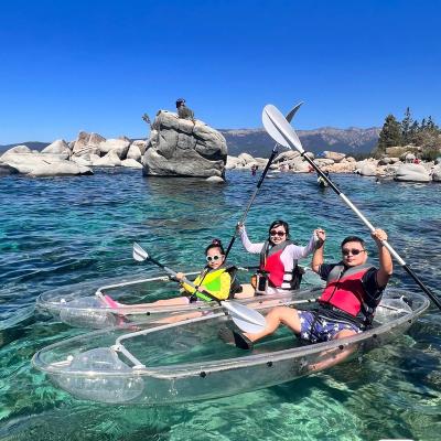 China Fun Leisure Fishing Customized Small Boats Plastic See Through Clear Crystal Bottom Polycarbonate Kayak Transparent Inflatable Kayak for sale