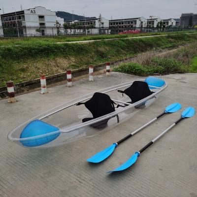 China Fishing new design high quality plastic transparent rowing boats fun leisure small double crystal canoe/clear bottom kayak kayak for sale