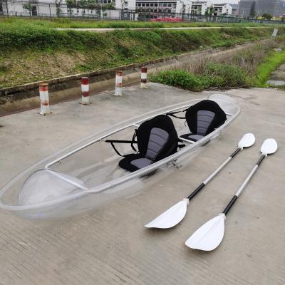 China Fishing Fun Leisure Popular 2 Person Glass Bottom Canoe See Through Transparent Kayak With Free Accessories for sale