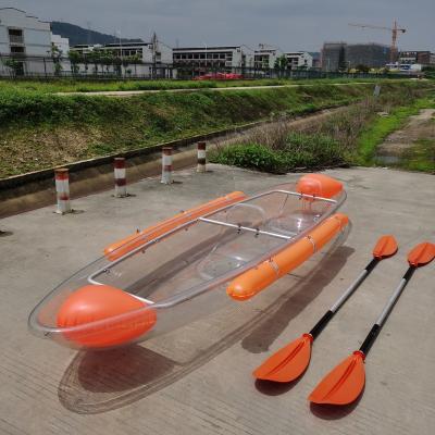 China Hot Sale High Quality Leisure Fun Transparent Canoe Kayak Clear Boat 2 People Fishing With 2 Paddles for sale