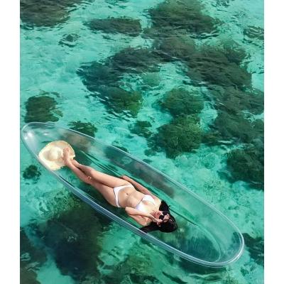 China 2023 Fun Sit On Top 8ft PC Ocean Boat Clear Transparent Kayak Canoe Hot Sale Crystal Kayak Fishing With 1 Paddle for sale