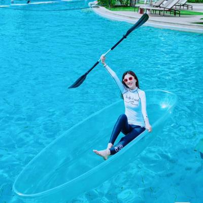 China Fishing Fun Leisure Professional Manufacture Sit On Top Plastic Clear Transparent Canoe Kayak With 1 Paddle for sale