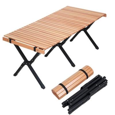 China Outdoor Wooden Folding Table Camping Portable Folding Bamboo Picnic Table Camp Travel Portable for sale