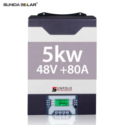 China 5KW/48V +80A SUNICA Hybrid Inverters of Home Affordable Smart Solar Inverter Solar Power System Prices Factory Directly for sale