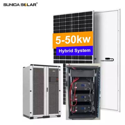 China SUNICA 12KW 30KW Solar Power 50KW Home Hybrid Photovoltaic Photovoltaic System Price With 500W Solar PV Panel Mounting System for sale