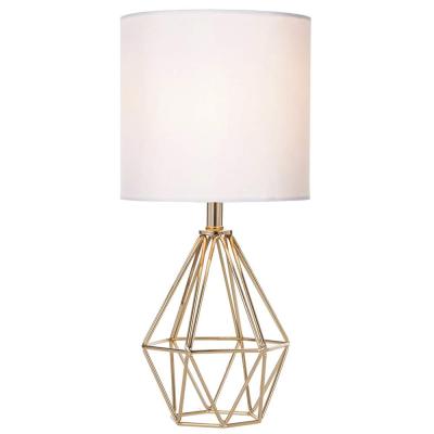 China Wholesale Modern Cheap Vintage E27 Indoor Iron Gold White Cloth Table Lamp For Bedroom Bedside for sale