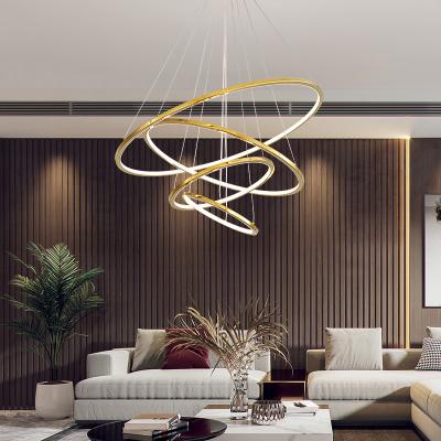 China Modern Contemporary Minimalist Hanging Decorative Ceiling Pendant Lights Nordic Modern Design Circle Led Chandeliers for sale