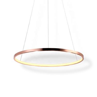 China Rose Gold Minimalist Modern Simple Circle Led Desk Pendant Light For Light Lighting for sale