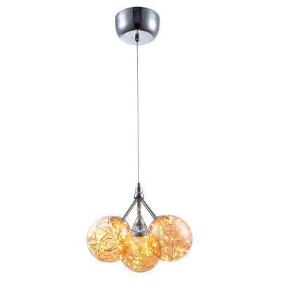 China Modern European Creative Luxury Home Decor Round Clear Ball Chandelier LED Blown Glass Pendant Light for sale