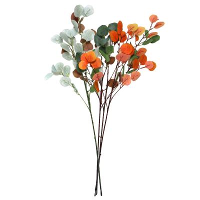 China Modern Simulation 3 Eucalyptus Leaf Branch Plant Branched Eucalyptus Leaf Artificial Wedding Home Decoration Flower Arrangement for sale