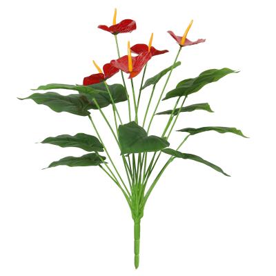 China Modern Artificial Artificial Table Decoration Branch Leaf Anthurium Green Plant Plastic Spot Flower for sale