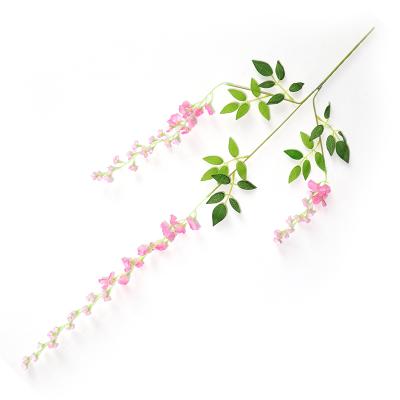 China Modern Customized Hanging Artificial Wisteria Silk Flower Vine Wisteria Flower Wall Hanging Decoration for sale