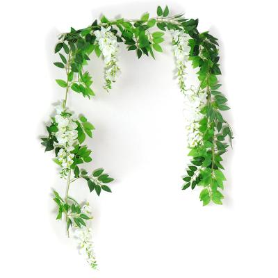 China Modern White Silk Artificial Flower Wisteria Flower Vine Home Wedding Decoration for sale