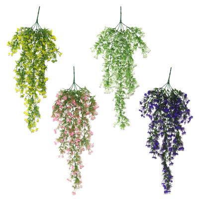 China Real Touch Fake Green Plant Rattan Flower Indoor Decoration Wall Rattan Pendant Modern Artificial Plastic Rattan Wall Hanging for sale