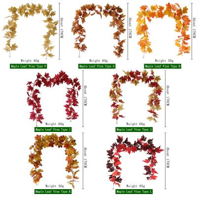 China Amazon Hit Halloween Maple Leaf Rattan Thanksgiving Decoration Simulation Modern Artificial Maple Leaf Rattan for sale