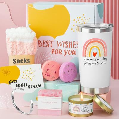 China Agriculture 2023 Get Well Soon Gift Set For Women Valentine's Day Gift Set Self Care Stainless Steel Tumbler Luxury Spa OEM Custom for sale