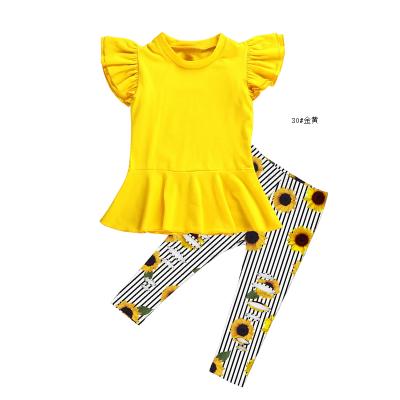 China 100% custom brand 100%cotton girl's clothing girl's tunic and leggings little boutique children's clothing sets for sale