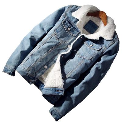 China Fashionable Warm Winter Men's Fleece Denim Jackets In-Stock QUICK DRY Lattice Jacket Outwear Male Cowboy Mens Jacket for sale