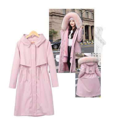 China New winter style parkas sustainable cotton-padded jacket women Korean version long over-the-knee women's fleece more detachable liner for sale